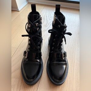 All Saints Black Lace-Up Ankle Boots